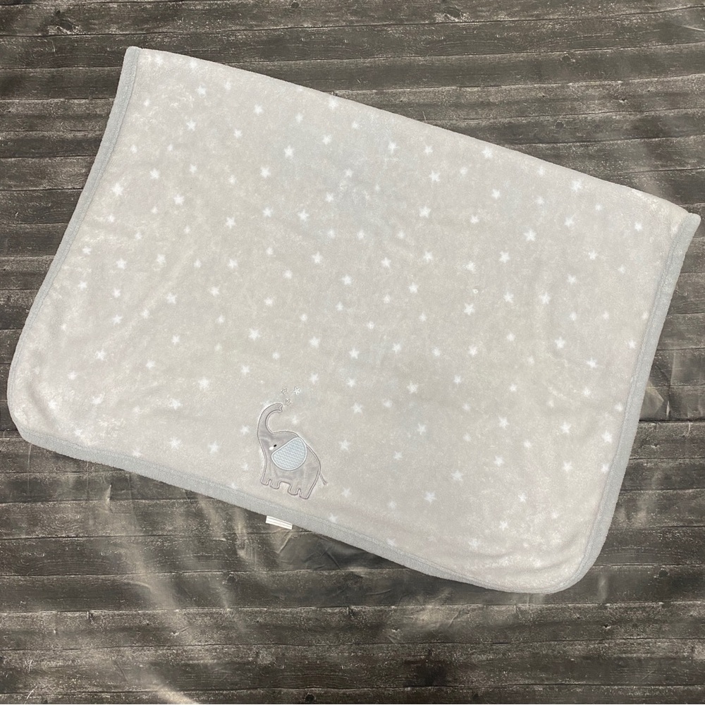 PARENTS CHOICE GREY ELEPHANT WHITE STARS SOFT FLEECE SECURITY BLANKET